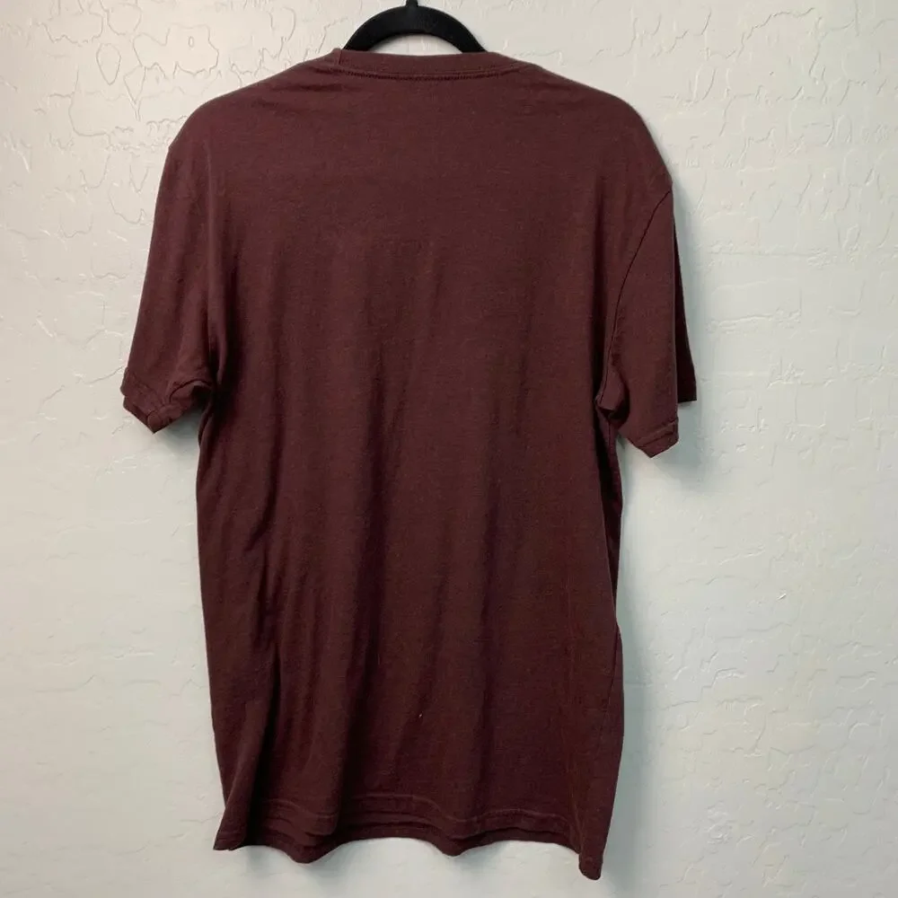 Volcom Stone Boys Sz Large Short Sleeve Logo Spellout Maroon Tee Cotton TShirt